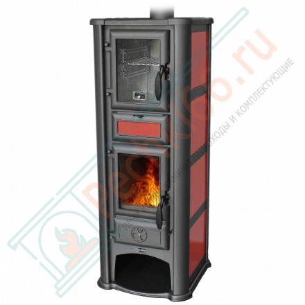 Печь-камин Lederata Plus красная (Tim Sistem) до 180 м3