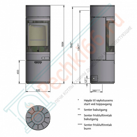 Печь-камин Scan 85-7 Low Top/High Base, шамотные плиты, BP (Scan)