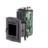 Печь для бани Атмосфера L+, усиленная каменка, ламели "Змеевик" (ProMetall) Печь для бани Атмосфера L+, усиленная каменка, ламели "Змеевик" (ProMetall)