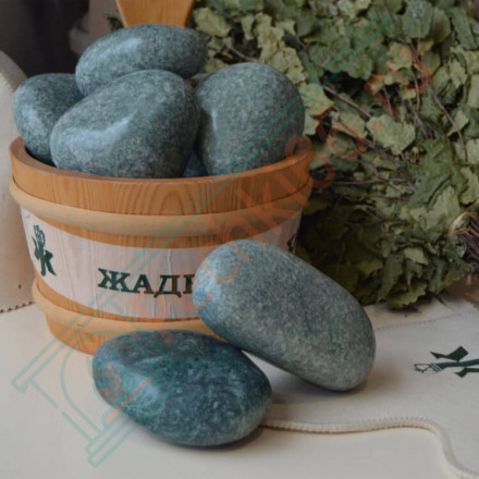 Камень для бани Жадеит шлифованный средний, м/р Хакасия (коробка), 10 кг (Хакасинтерсервис)