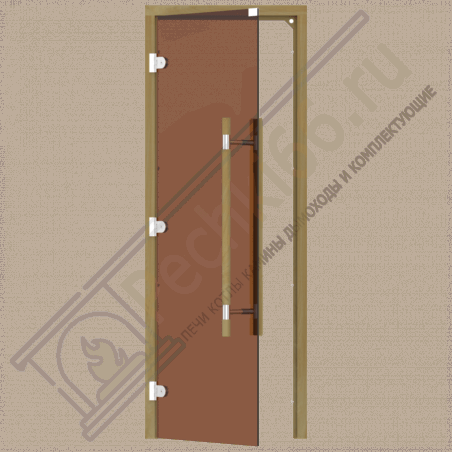 Дверь стеклянная для бани и сауны, бронза, коробка кедр, ручка с металлической вставкой 1900х700 (Sawo) 741-3SGD в Краснодаре