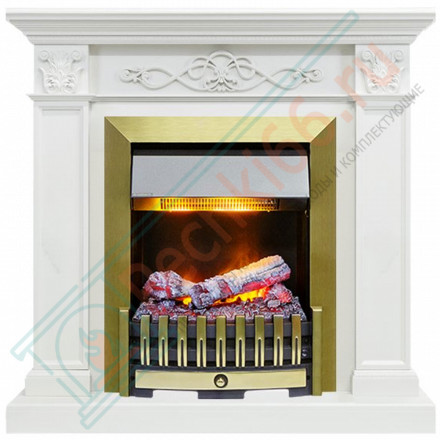 Электрический каминокомплект Verona - Белый дуб с очагом Danville Antique Brass FB2 (Dimplex)