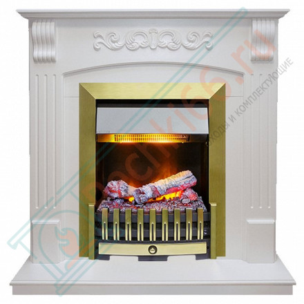 Электрический каминокомплект Sorrento угловой - Белый дуб с очагом Danville Antique Brass FB2