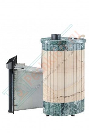 Дровяная банная печь Ферингер Малютка  "Окаменевшее дерево перенесённый рисунок + змеевик" до 18 м³