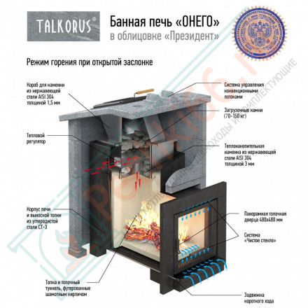Печь для Русской бани Онего 35Т президент (Talkorus)