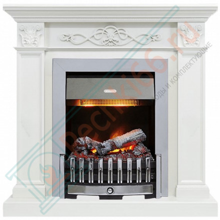 Электрический каминокомплект Verona - Белый дуб с очагом Danville Chrome FB2 (Dimplex)