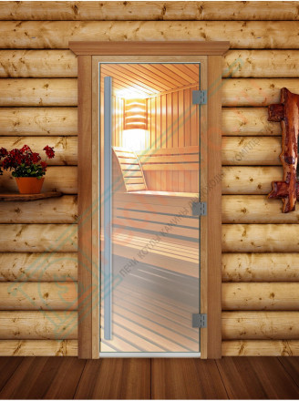 Дверь для бани и сауны Престиж прозрачная, 180х70 см по коробке (DoorWood)