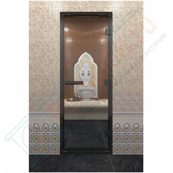 Стеклянная дверь DoorWood «Хамам Прозрачная» в черном профиле 2000х800 (по коробке) в Краснодаре