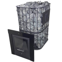 Чугунная печь для бани Торнадо 20М2 П Гейзер, дверца со стеклом (Компакт) до 20 м³