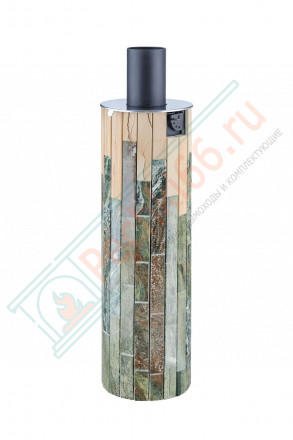 Дымоход - конвектор Жадеит + Окаменевшее дерево, d-115, L=1000 мм (Feringer)