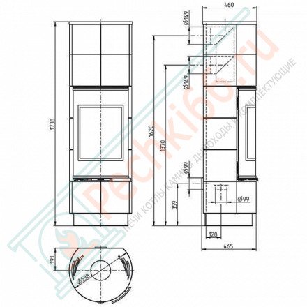 Печь-камин Delia Extra Ceramik, белая (Thorma)