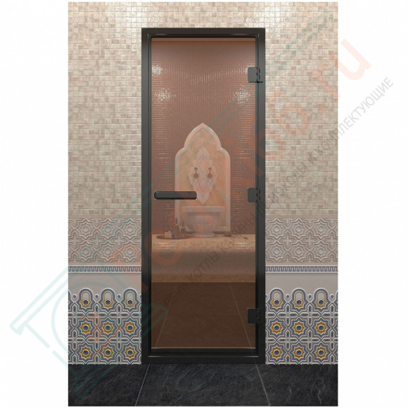 Дверь для хамама в черном профиле, бронза 2000x700 мм (DoorWood) в Краснодаре