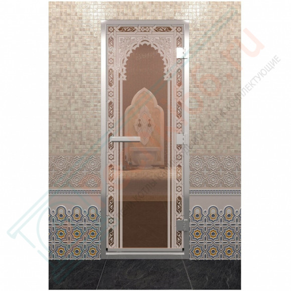 Стеклянная дверь DoorWood «Хамам Восточная Арка Бронза» 2000х800 (по коробке) в Краснодаре