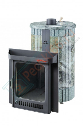 Дровяная банная печь Макси ПФ "Жадеит перенесённый рисунок + жадеит бучардированный" (Ферингер)
