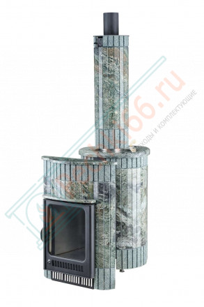 Дровяная банная печь Макси ПФ "Жадеит перенесённый рисунок + жадеит бучардированный" (Ферингер)