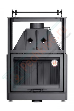 Каминная топка Экокамин Альфа 800 KВ с контргрузом черный шамот