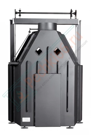 Каминная топка Экокамин Альфа 800 KВ с контргрузом черный шамот