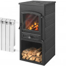 Печь-камин БКД Антрацит с плитой и Т/О (Этна)