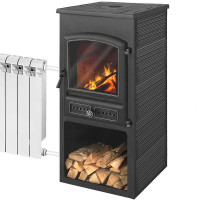 Печь-камин БКД Антрацит с плитой и Т/О (Этна)