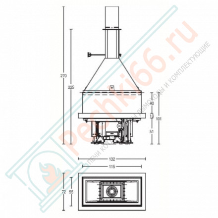 Островная каминная топка M360 R (Piazzetta)