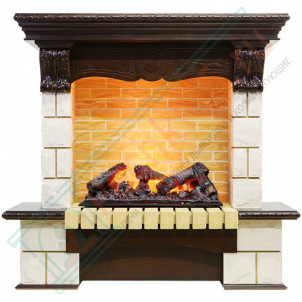 Каминокомплект электрический Pierre Luxe угловой - Темный дуб / Шампань (Высота 1035мм) с очагом Cassette 600 NH (Dimplex)