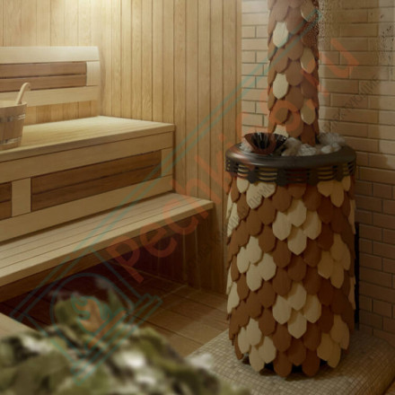 Печь для бани Альфа Панголина Inox ЧДБСЭ, ЗК, терракота (T.M.F) до 24 м3