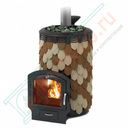 Печь для бани Альфа Панголина Лайт Inox ЧДБСЭ, ЗК, шамот-терракота (T.M.F) до 24 м3