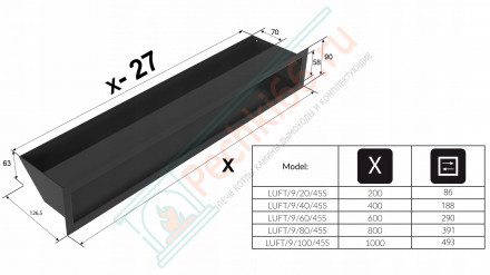 Вентиляционная решетка Люфт 9х40 стальная (Kratki)