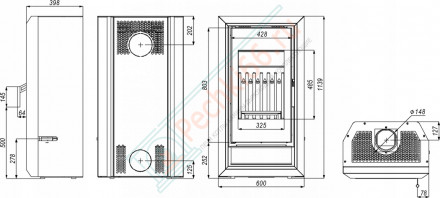 Печь-камин Ignis, коричневая сталь (Defro-Home) 9кВт