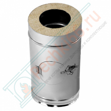 Труба V50R с лючком ревизии с изол L=500 (AISI-321/0,8-AISI-304/0,5) d-104/200 (Вулкан-Cerablanket)