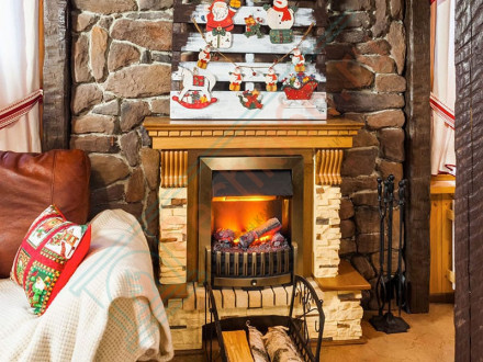 Каминокомплект электрический Pierre Luxe угловой - Темный дуб / Сланец (Высота 1050мм) с очагом Danville Brass FB2 (Dimplex)