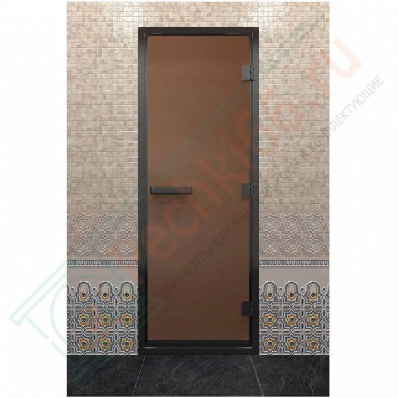 Дверь для хамама в черном профиле, бронза матовая 2000x800 мм (DoorWood) в Краснодаре