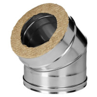 Отвод 45° с изол (НЕРЖ-321/0,8-НЕРЖ-439/0,5) d-200/280 (Дымок-Lux)