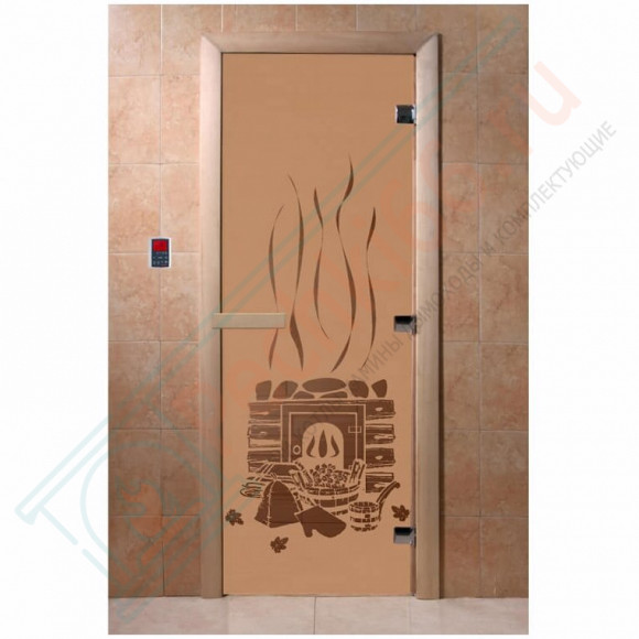 Дверь стеклянная для бани, матовая бронза, "Банька" 1900х700 (DoorWood) в Краснодаре
