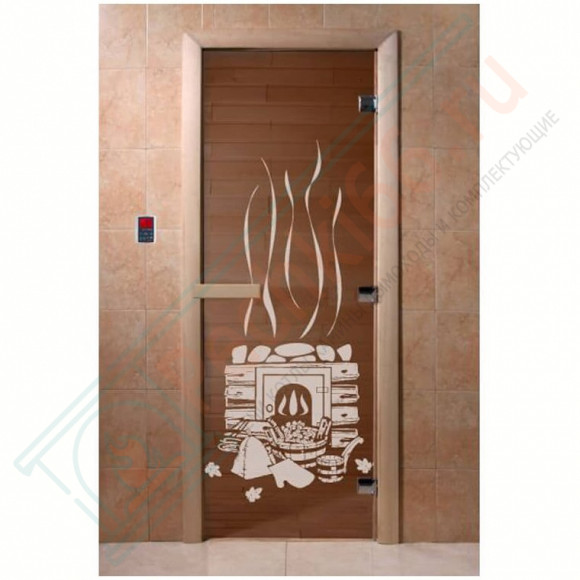 Стеклянная дверь для бани бронза прозрачная "Банька" 1900х700 (DoorWood) в Краснодаре
