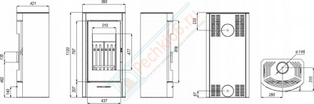 Печь-камин Orti, красная сталь (Defro-Home) 9кВт