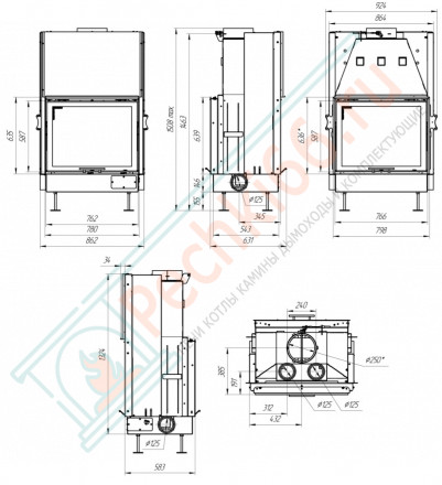 Каминная топка Вега 800T тунельная (Экокамин)