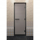 Дверь для хамама в черном профиле, сатин 2100x900 мм (DoorWood)