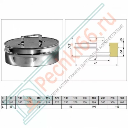 Ревизия V50R с изол (AISI-321/0,5-ОЦИНК-RAL/0,5) d-150/250 (Вулкан)
