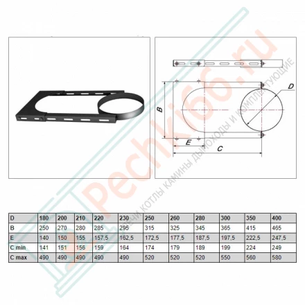 Элемент крепления на трубу с изол V50R (AISI-304/0,5) d-115/215 (Вулкан)