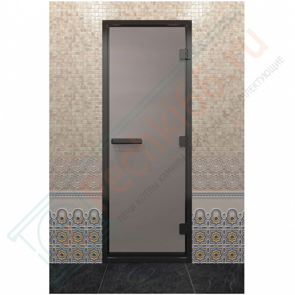 Дверь для хамама в черном профиле, сатин 2000x700 мм (DoorWood) в Краснодаре