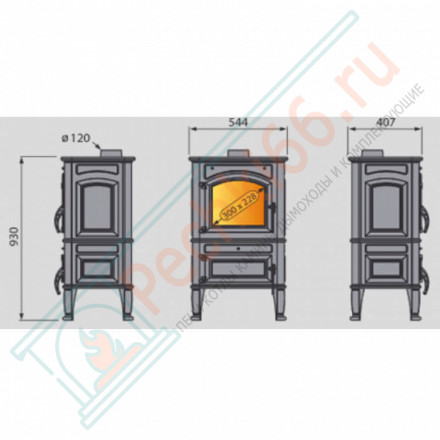 Чугунная печь-камин LCI Canaria LUX, Бежевый (Liseo Castiron) до 240 м3