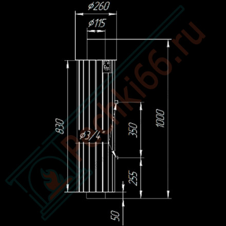 Дымоход с регистром Жадеит перенесённый рисунок + Окаменевшее дерево, d-115, L=1000 мм (Feringer)