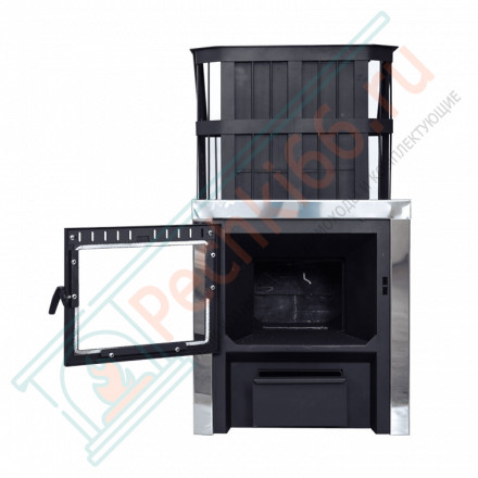 Печь для бани Сибирь с закрытой каменкой панорамная дверца (НМК)