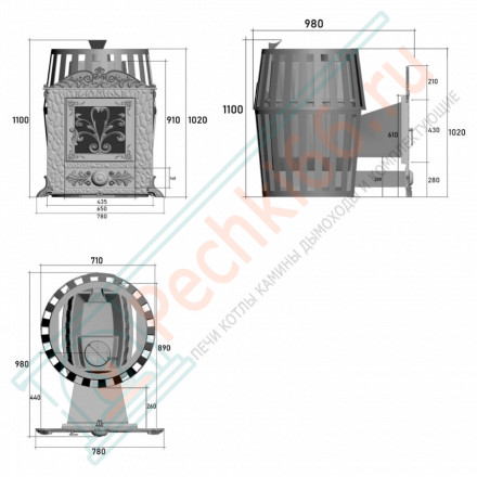 Печь чугунная для бани Verona 50 ЗК-нерж, Сетчатый Кожух (Березка)