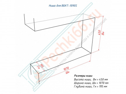 Встраиваемый биокамин Lux Fire Торцевой 1090 S