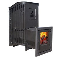 Печь для бани Терма Каменка мини удлиненная топка панорама (Варвара)